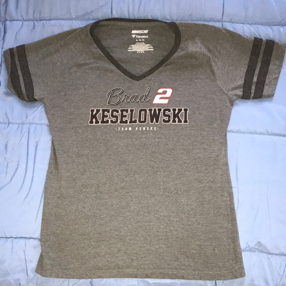 Brad Keselowski #2 Nascar Gray V-Neck Short Sleeve Tee